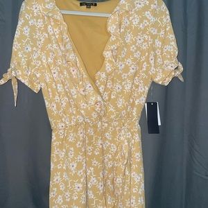 Size L Yellow Flower Print Dress